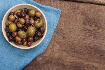 mixed olives antipasto in dish