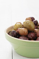 mixed olives antipasto in dish