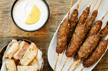 kebab skewers. meat cutlets