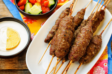 kebab skewers. meat cutlets