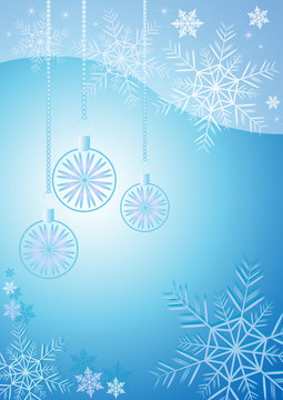 Winter background with different snowflakes and balls 2015
