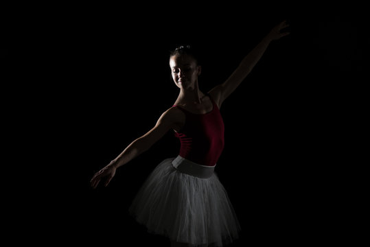 Silhouette Of Ballerina In The Black Studio