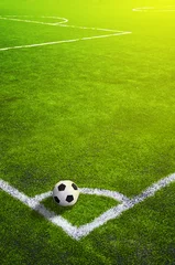 Schapenvacht deken met foto Voetbal Voetbalgrasveld met markering en bal, Sport