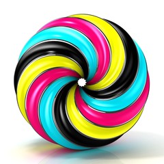Obraz premium CMYK abstract circular sign, with shine edges, isolated on white