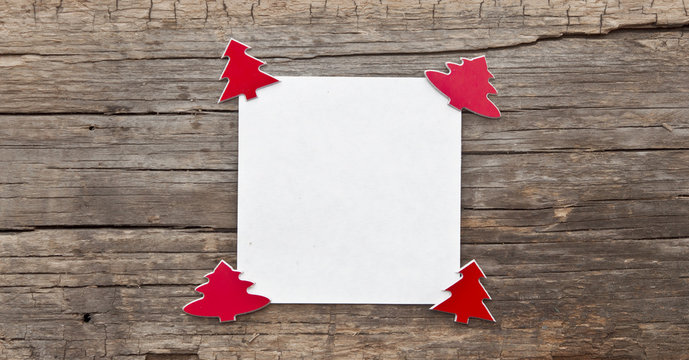 Blank Paper With Cristmas Tree On Wooden Background