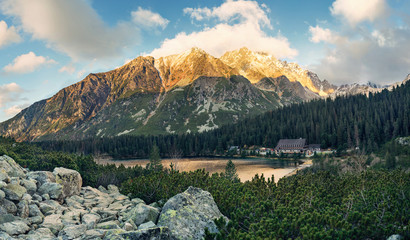 Mountain lake Popradske in High Tatras