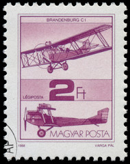Stamp printed in Hungary shows Old Airplane