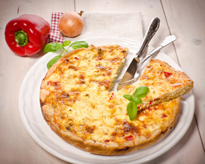 quiche with leeks and pepers