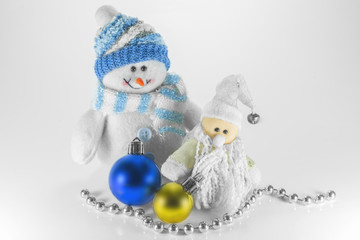 toy snowman and Christmas decorations