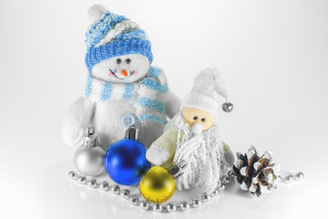 toy snowman and Christmas decorations