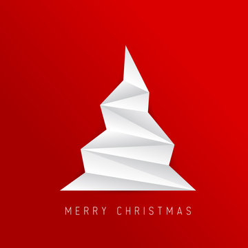 Simple vector christmas tree made from white folded paper