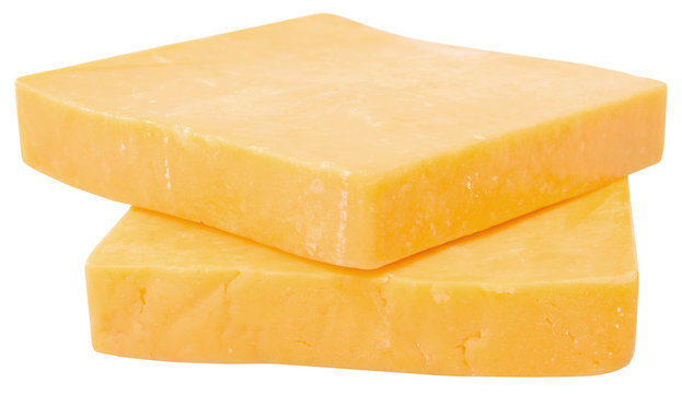 two slices of cheddar isolated