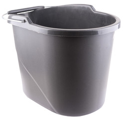 plastic black bucket isolated