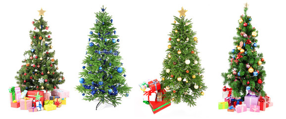 Christmas trees with gifts collage