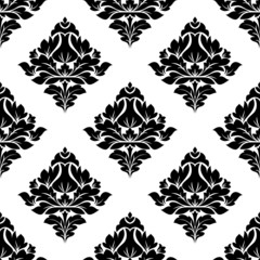 Decorative damask floral seamless pattern