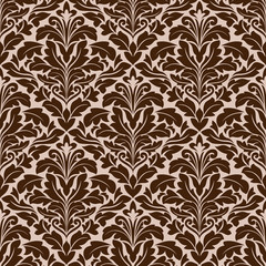 Brown and beige floral damask pattern