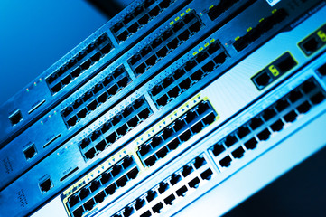 Network hub Close up .