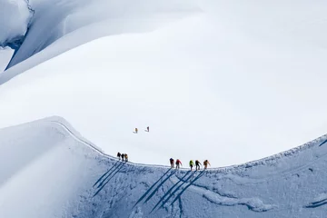 Crédence de cuisine en verre imprimé Mont Blanc grimpeur au Mont Blanc