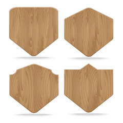 Collection of various shapes wooden sign boards