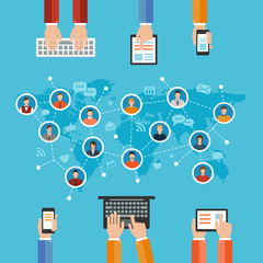 social media networks and communication concept in flat style