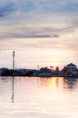 Fototapeta na wymiar Beautiful Sunset in Maeklong River