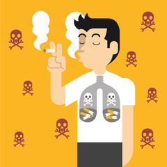 Vector flat illustration against smoking