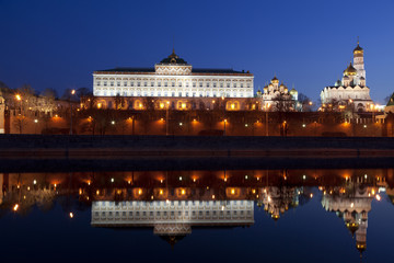 Fototapeta na wymiar Panorama of the Moscow Kremlin in the early morning