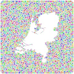 Decorative map of Holland into a square icon