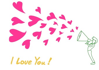 メガホンで愛を叫ぶ男性