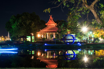 pavilion at night In Suan Luang Rama 9 Of Thailand