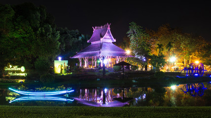 pavilion at night In Suan Luang Rama 9 Of Thailand