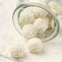 Coconut candies close-up