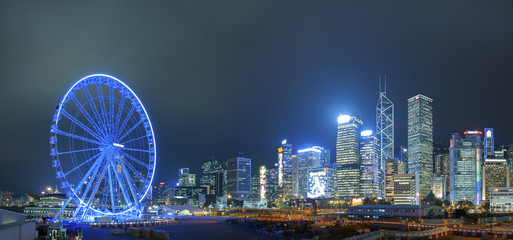 Naklejka premium Hong Kong City at night