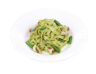 Pasta tagliatelle with green peas