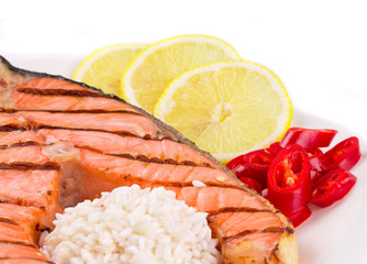 Grilled steak of salmon