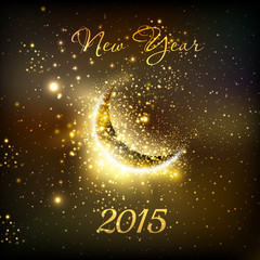 Fototapeta na wymiar new year and moon, easy all editable