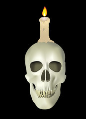 candle on skull