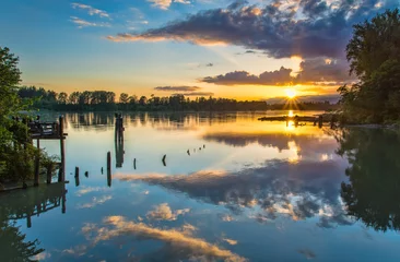 Foto auf Acrylglas Colorful Sunset Over River © souvenirpixels