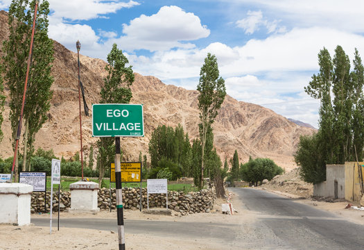 Ego Village Sign In Ladakh, India