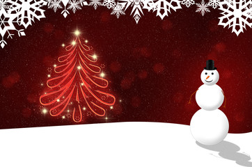 christmas background with a snowman