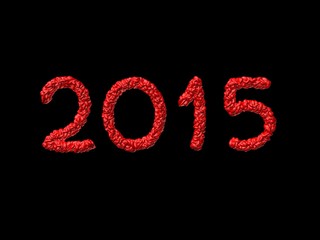 New year 2015 made from the hearts - black background