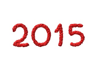 New year 2015 made from the hearts - white background