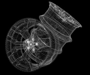 Set of car wheels isolated