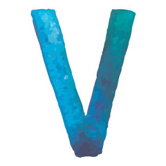 Letter V Colorful watercolor aquarelle font type handwritten