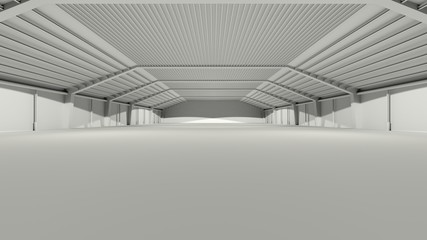 big grey gray 3D hall warehouse deposit