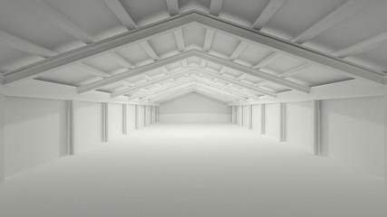 big grey gray 3D hall warehouse deposit