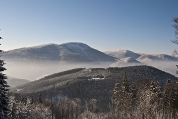 Fototapeta premium winter view to Smrk hill from Butoranka
