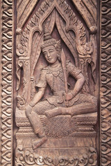 Fototapeta na wymiar Wood Thai pattern wood carvings