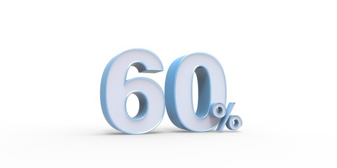 3D rendering of a baby blue 60 percent letters