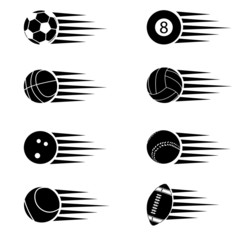 Collection of Sports Balls Vector Illustration Silhouettes
